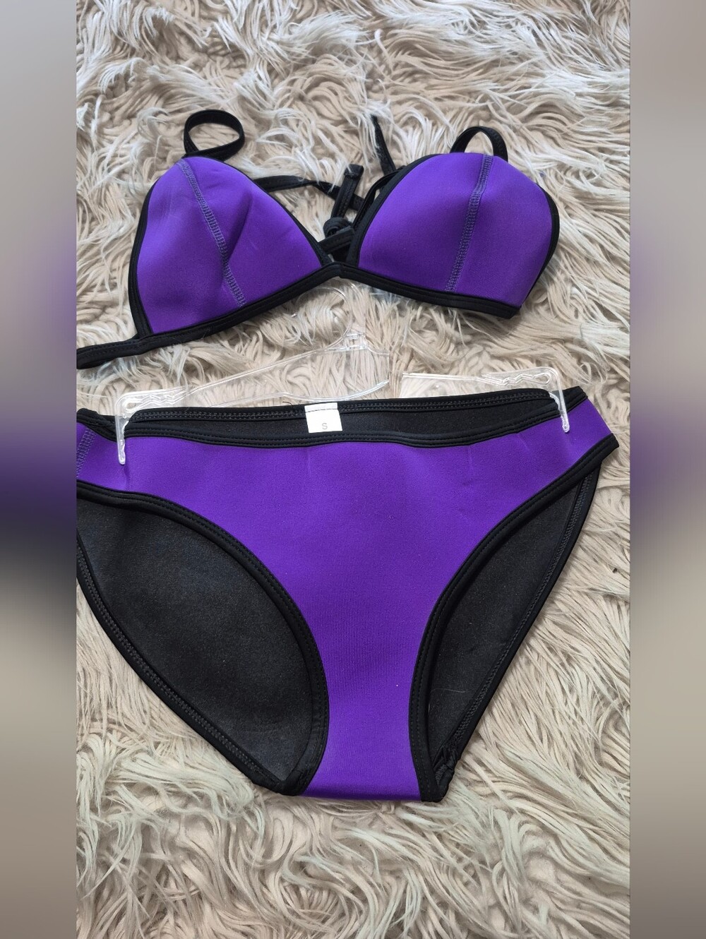 Women’s Purple and Black Bikini Set - Classic Two-Piece Swimwear